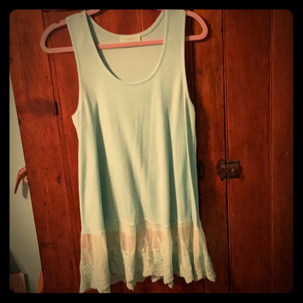 Umgee Teal Tank with lace trim